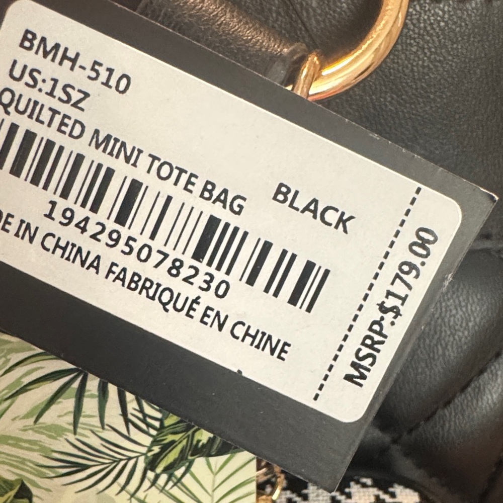 NWT Badgley Mischka Black Vegan Leather Quilted Bag - Picture 6 of 6